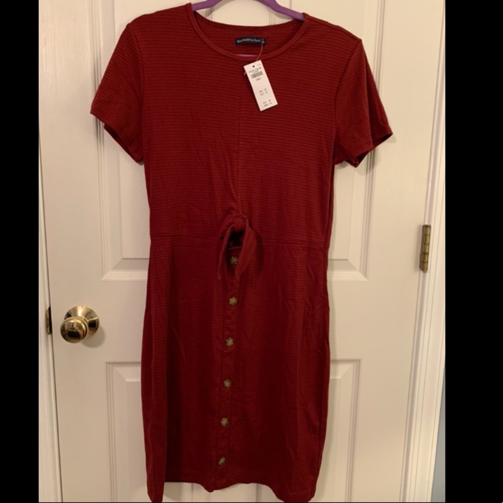 Abercrombie & Fitch red striped dress size L tall